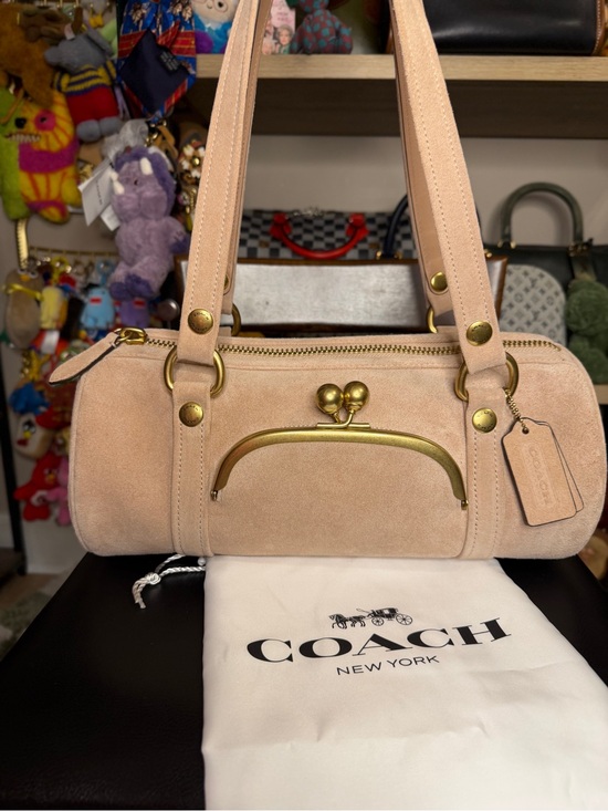 Coach Handbags - Coach Nuage Pink Suede Barrel Bag